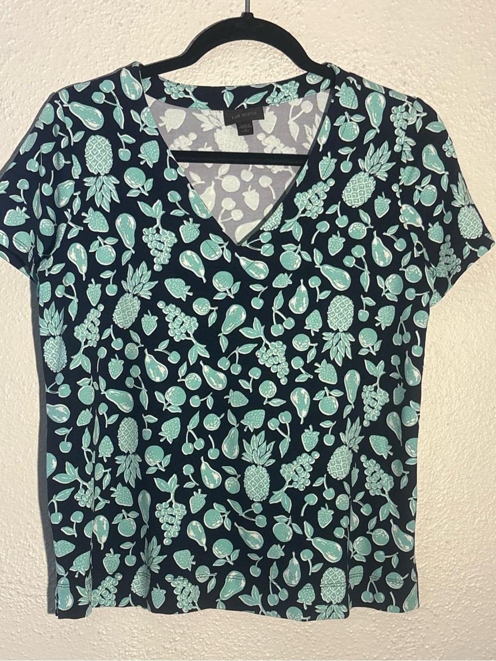 J. Jill Wearever Collection Shirt Womens Fruits Short Sleeve Top Size SP